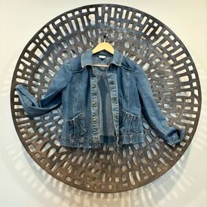 Loft Jean Jacket  size 16 pockets snaps, cotton spandex light blue